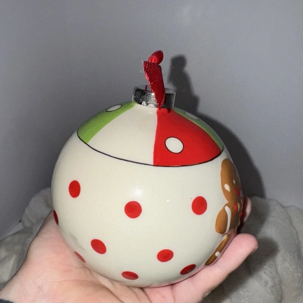 Gingerbread Man Ceramic Christmas Ornament Ball 4